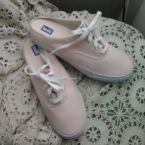 Keds light pink slip on mule sneakers